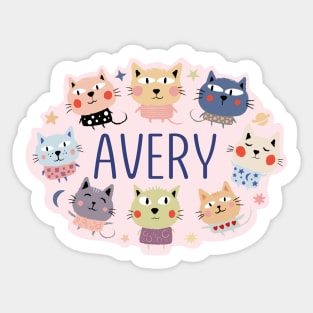 Avery name with cartoon cats Sticker